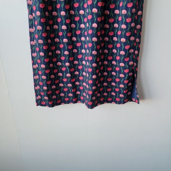 J. Crew  BA844 Womens size M Navy Blue Plink Flower Print Midi Skirt Pull-On - Picture 4 of 10